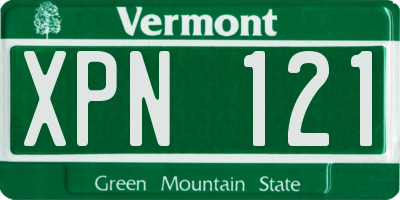 VT license plate XPN121