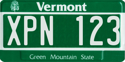 VT license plate XPN123