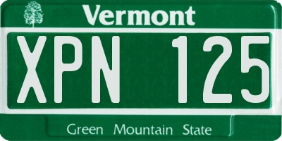 VT license plate XPN125