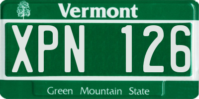 VT license plate XPN126