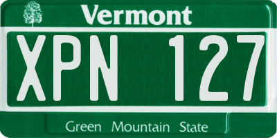VT license plate XPN127