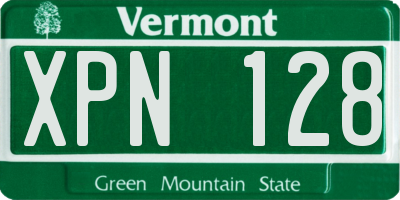 VT license plate XPN128
