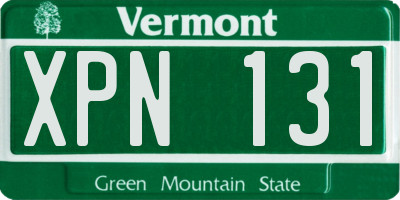 VT license plate XPN131