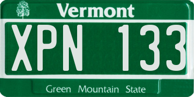 VT license plate XPN133