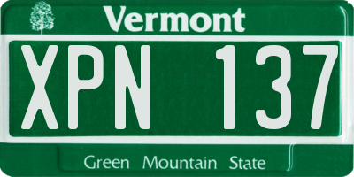 VT license plate XPN137
