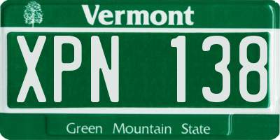 VT license plate XPN138