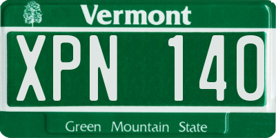 VT license plate XPN140