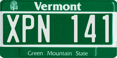 VT license plate XPN141