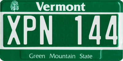 VT license plate XPN144