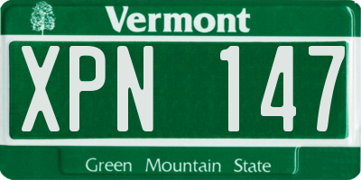 VT license plate XPN147