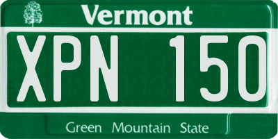 VT license plate XPN150