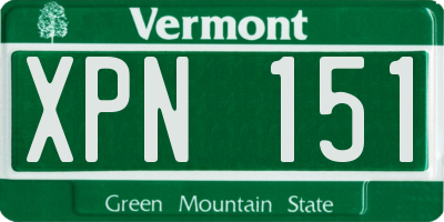 VT license plate XPN151