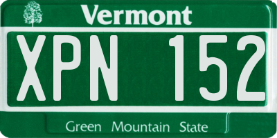 VT license plate XPN152