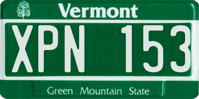 VT license plate XPN153
