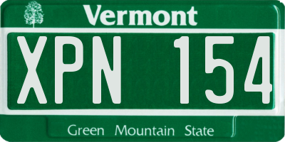 VT license plate XPN154