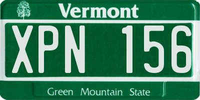 VT license plate XPN156