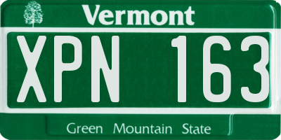 VT license plate XPN163