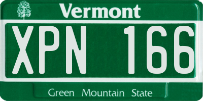 VT license plate XPN166
