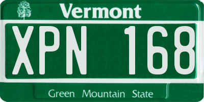 VT license plate XPN168
