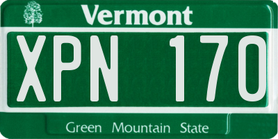 VT license plate XPN170