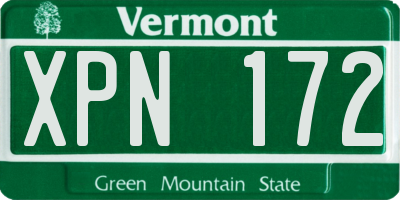 VT license plate XPN172