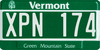 VT license plate XPN174