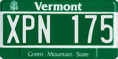 VT license plate XPN175
