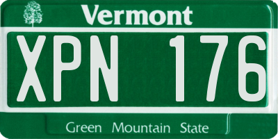 VT license plate XPN176