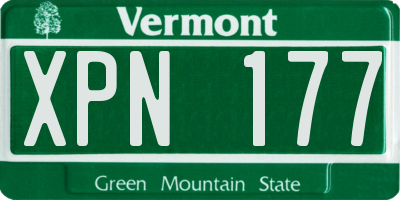 VT license plate XPN177