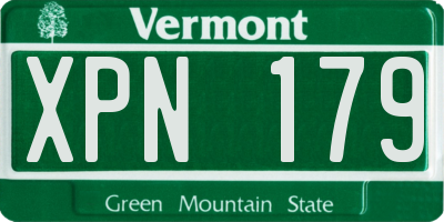 VT license plate XPN179