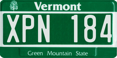 VT license plate XPN184