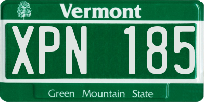 VT license plate XPN185
