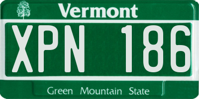 VT license plate XPN186