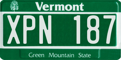 VT license plate XPN187