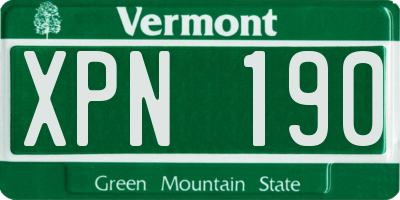 VT license plate XPN190