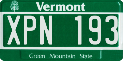 VT license plate XPN193