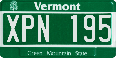VT license plate XPN195