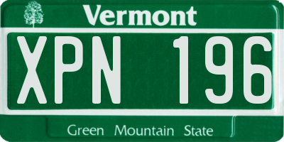 VT license plate XPN196