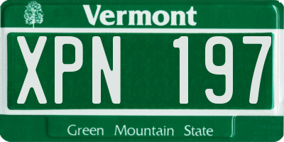 VT license plate XPN197