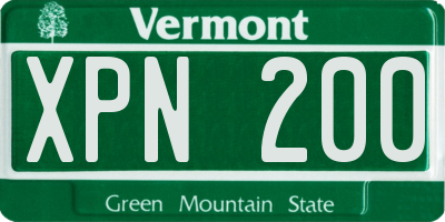 VT license plate XPN200