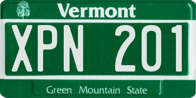 VT license plate XPN201