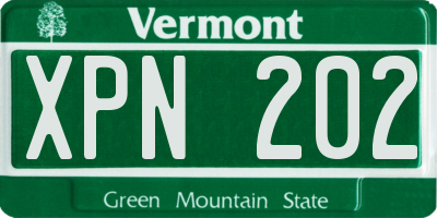 VT license plate XPN202