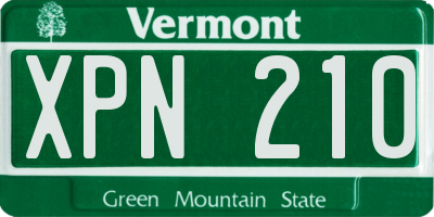 VT license plate XPN210