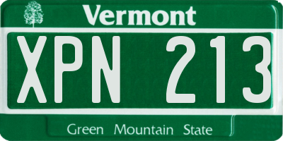 VT license plate XPN213