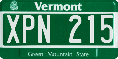 VT license plate XPN215