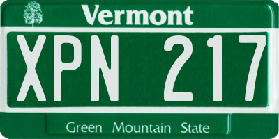 VT license plate XPN217