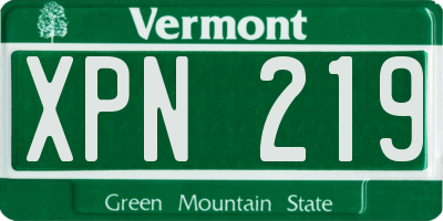 VT license plate XPN219