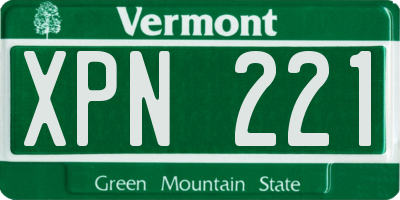 VT license plate XPN221