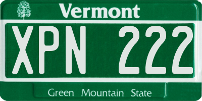 VT license plate XPN222