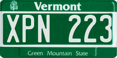 VT license plate XPN223